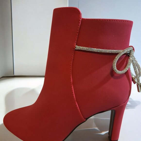 IMPO Tory Crystal Bow Ankle Bootie Red 5 ½ M NWOT. - Picture 4 of 12